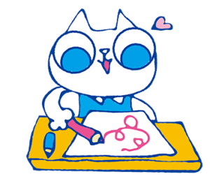 麻布アトリエ 子供絵画教室 キャラクター | 白ネコのイチちゃん | ©︎KoichiMatsuda